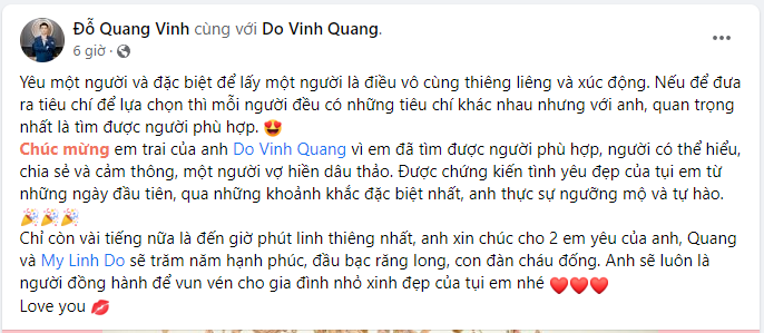 Anh chồng gửi lời nhắn nhủ Đỗ Mỹ Linh trước khi về làm dâu nhà Bầu Hiển