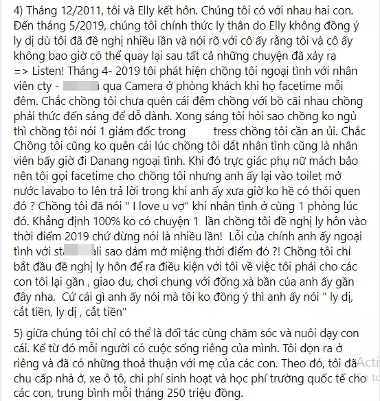 Chồng Tây khẳng định vợ chia sẻ sai sự thật, Elly Trần lên tiếng bác bỏ từng luận điểm