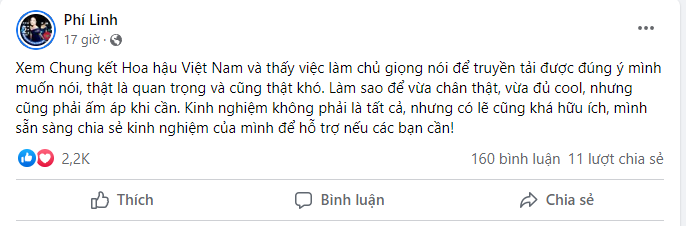 MC Phí Linh nhận xét thẳng thắn về giọng của đồng nghiệp dẫn đêm chung kết Hoa hậu Việt Nam 2022