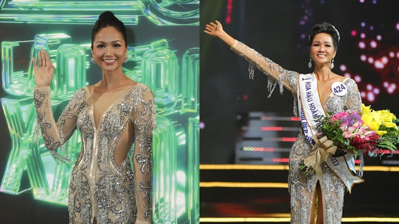 H'Hen Niê diện lại chiếc đầm kỷ niệm trong đêm đăng quang Hoa hậu cách đây 5 năm