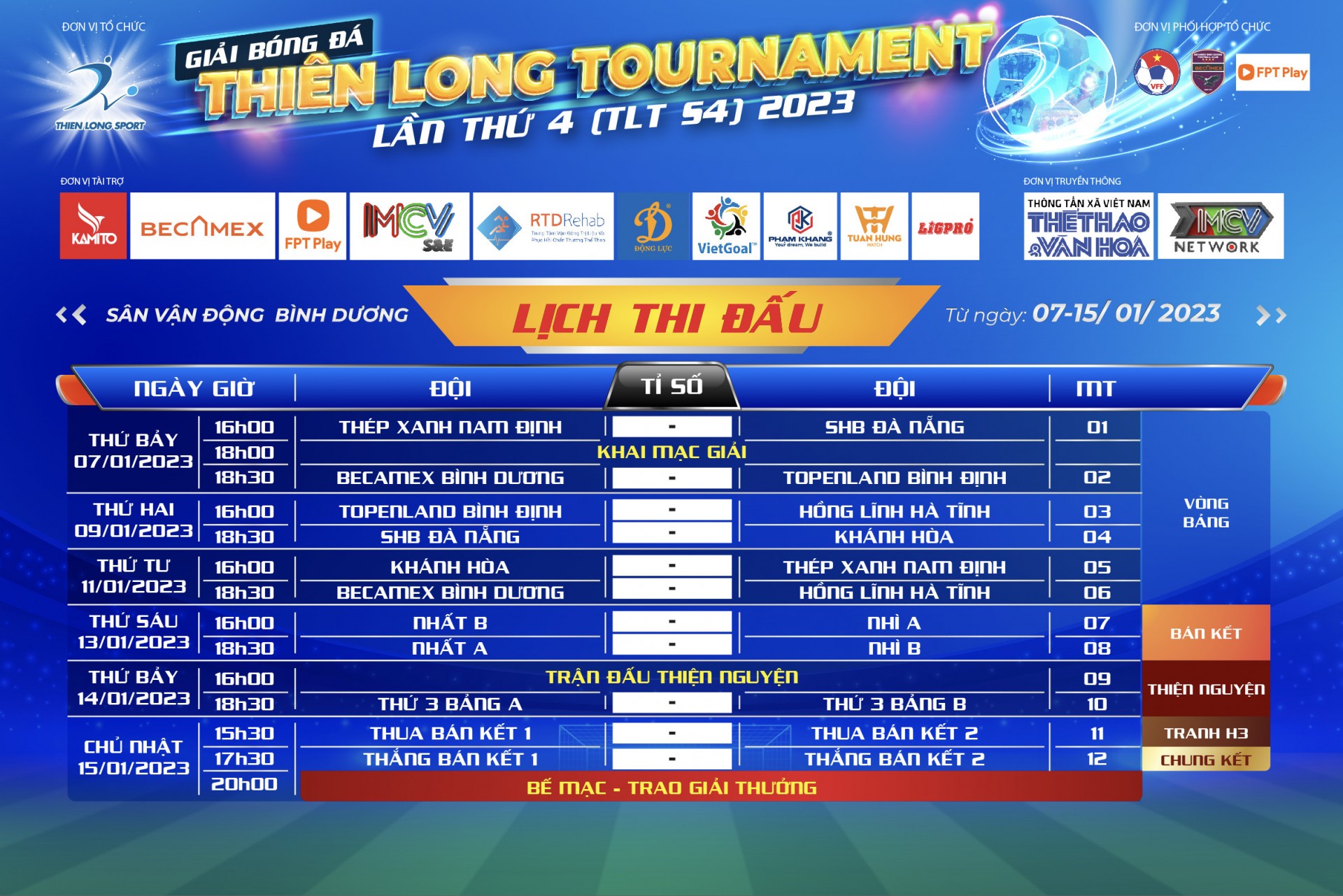 Giải đấu Thiên Long Tournament lần thứ 4 chính thức ra mắt: Đại chiến Nam Định vs Khánh Hòa