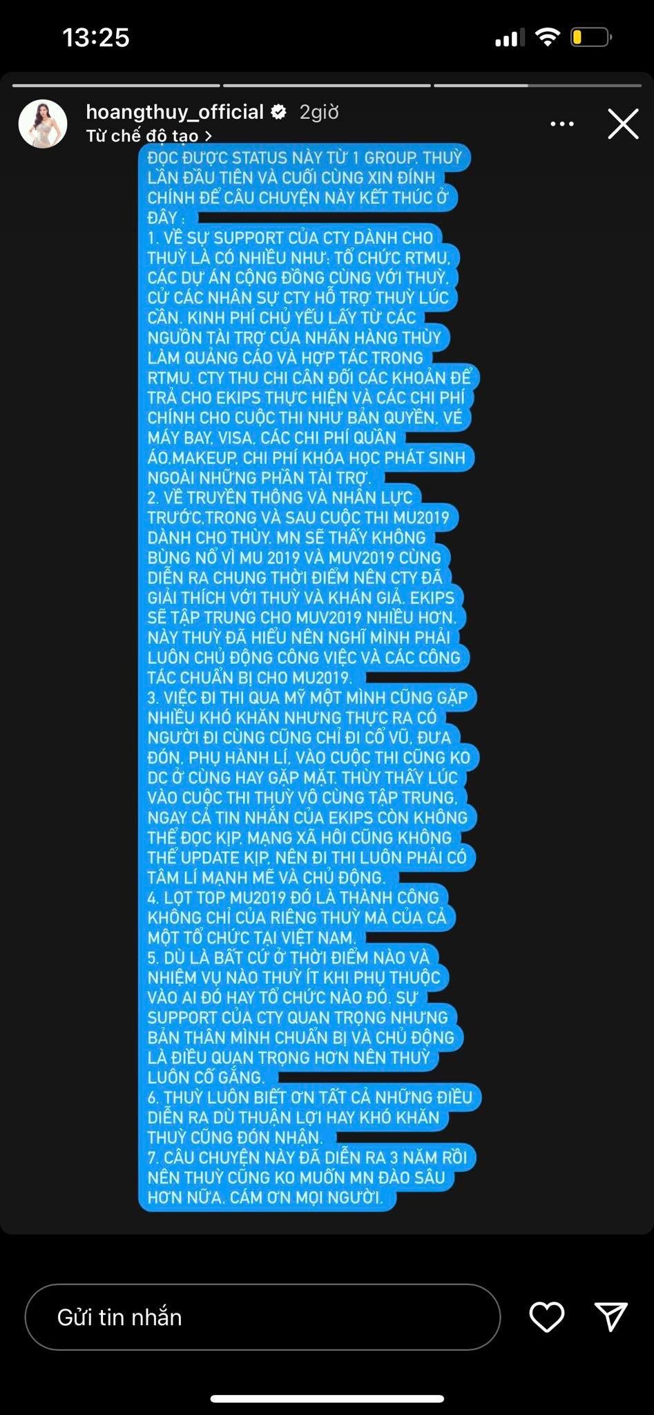 Hoàng Thùy phản hồi việc công ty chủ quản không support khi cô chinh chiến tại Miss Universe 2019