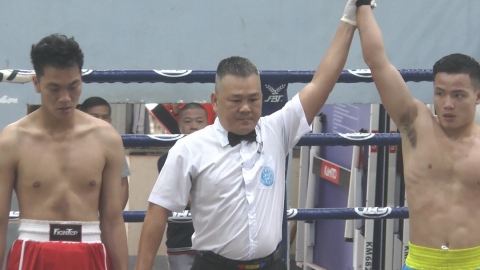 nguyen tien long thang ap dao tai giai vo dich kickboxing toan quoc 2023