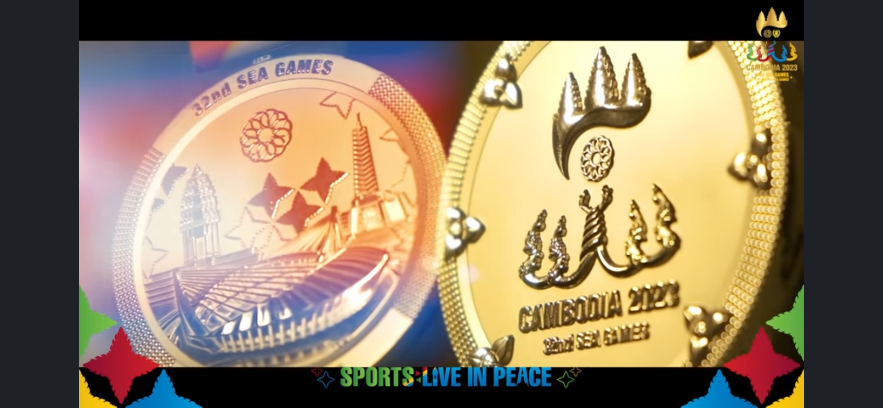 Hình ảnh tấm huy chương vàng SEA Games được công bố trên trang Facebook : Cambodia 2023