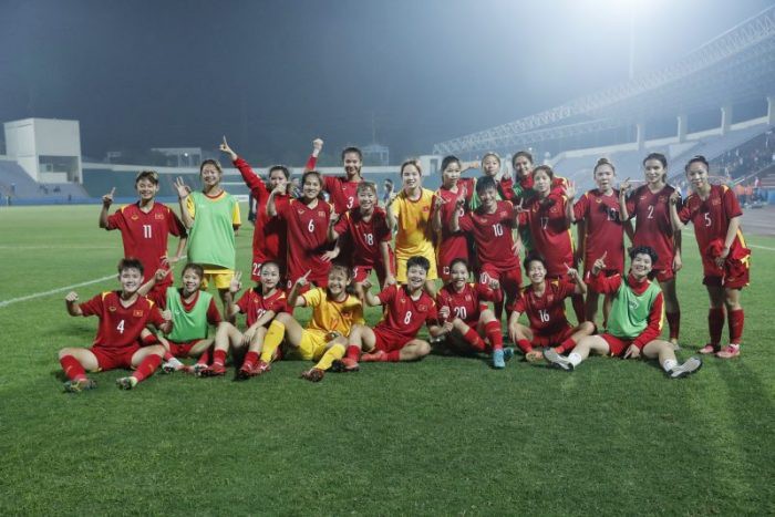 U20 nữ Việt Nam sẵn sàng tinh thần thi đấu hết mình vì màu cờ sắc áo. (Ảnh: VFF)