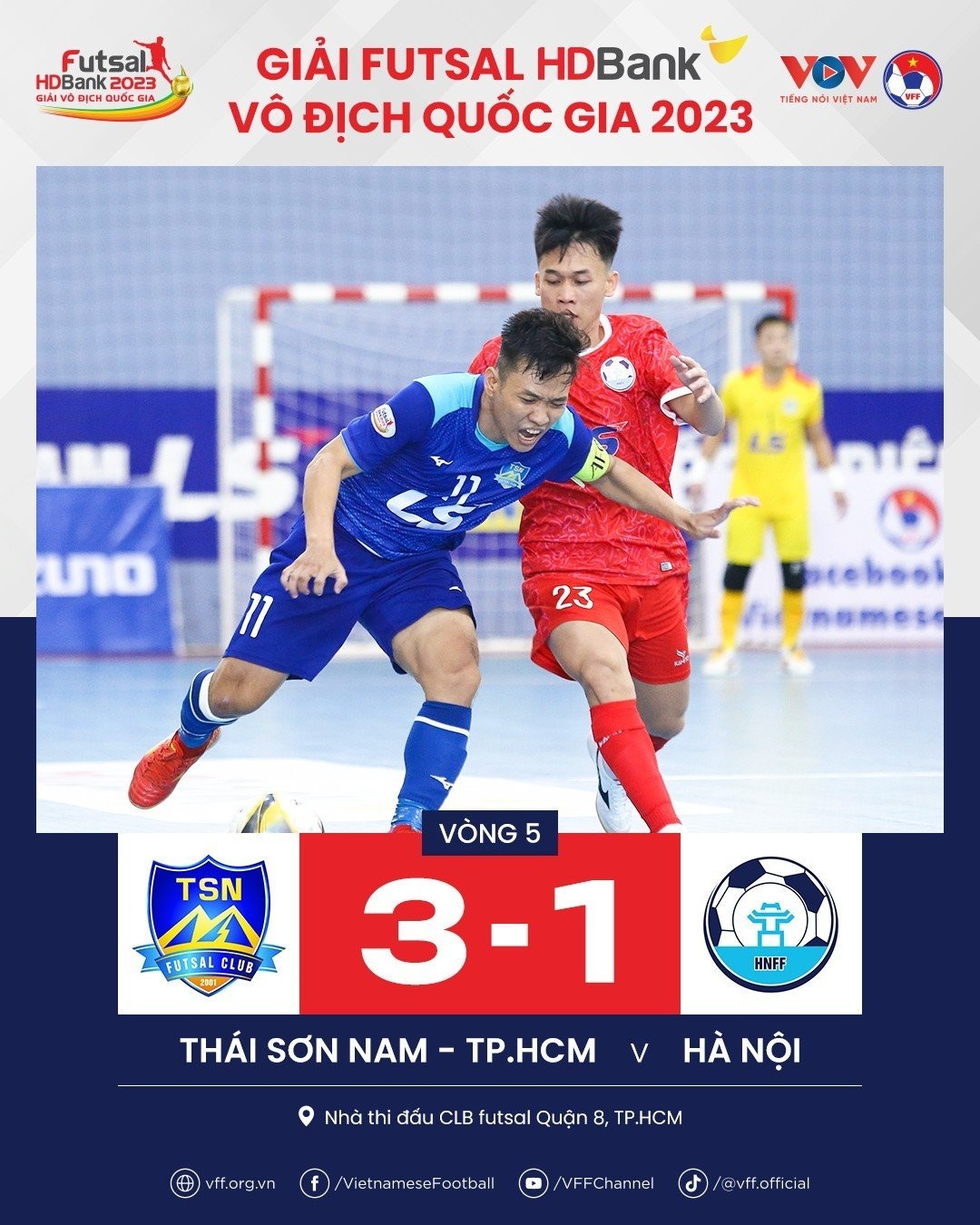 Vòng 5 giải Futsal HDBank VĐQG: Thái Sơn Nam TP.HCM phả 'hơi nóng' lên top đầu