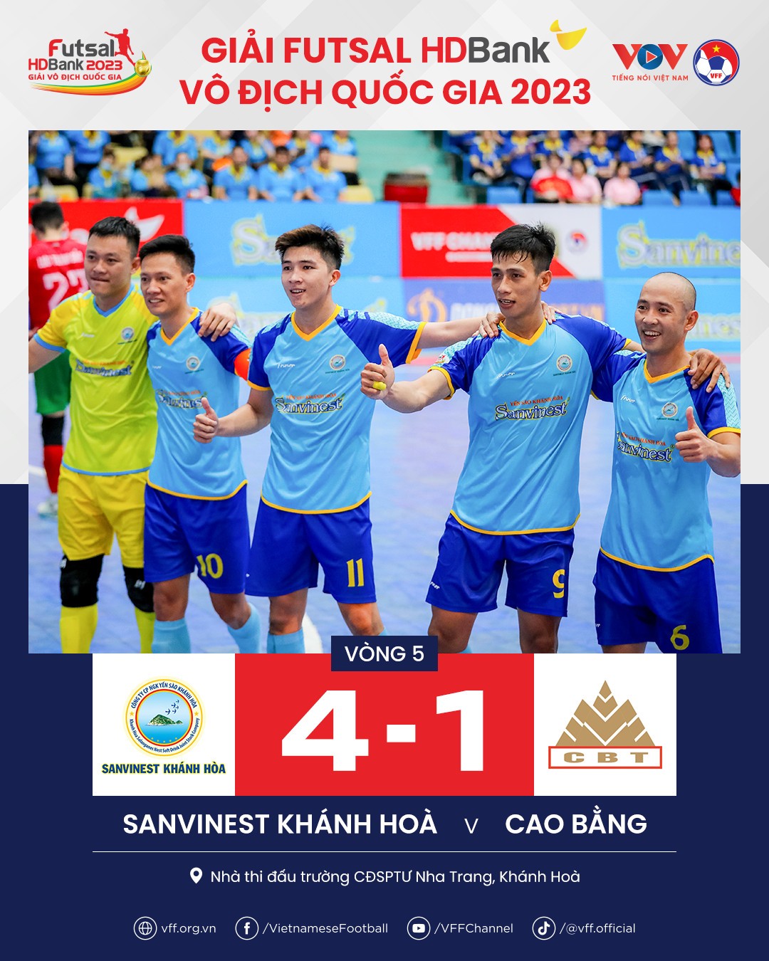 Vòng 5 Futsal HDBank VĐQG 2023: Sahako bị bật khỏi Top 1, Sanvinest Khánh Hòa bám sát