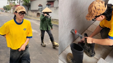 Phạm Thoại khóc ra nước mắt khi mẹ mang giày hiệu 40 triệu đi làm ruộng