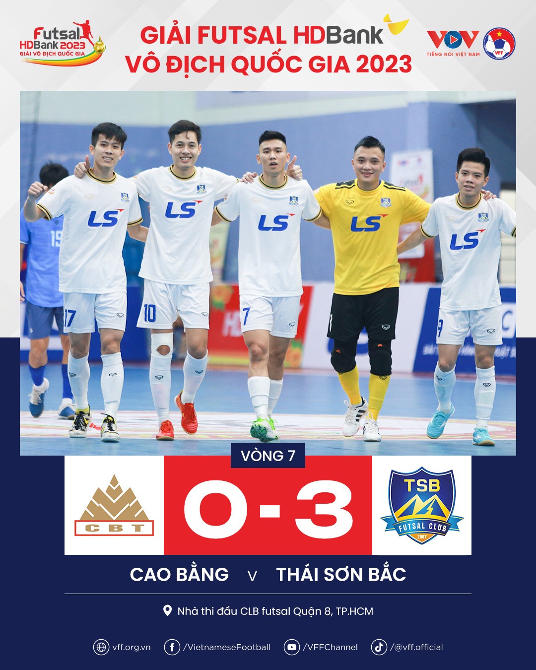 Tổng hợp vòng 7 Futsal HDBank VĐQG 2023: Thái Sơn Nam TP.HCM vô địch lượt đi