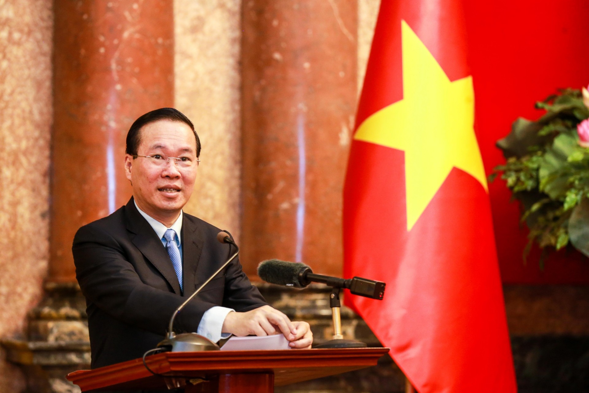 Chủ tịch nước Võ Văn Thưởng phát biểu trong buổi gặp mặt Đoàn thể thao Việt Nam